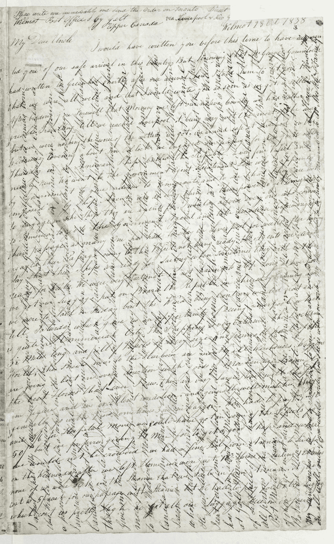 The image shows a page from William Knox's letter home, written in two directions across the paper (cross hatch). National Records of Scotland reference: GD1/813/15